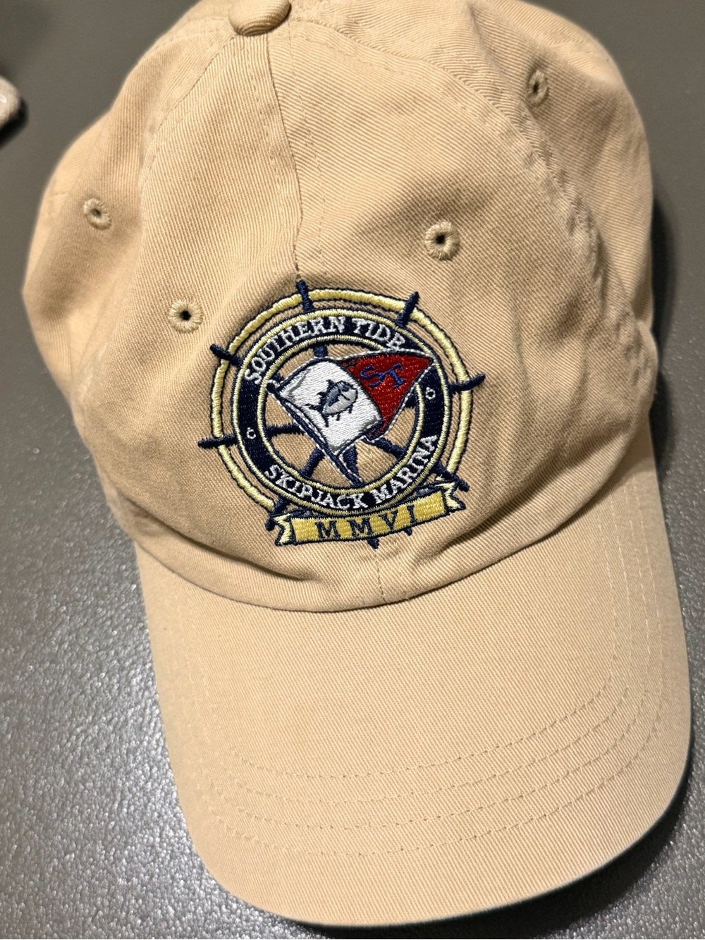 Southern Tide Tan Baseball Cap with Blue Logo